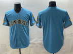 Milwaukee Brewers Blank Blue BFRAILEY With Home & Bob Uecker Patch Stitched Jersey