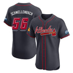 Atlanta Braves #56 Spencer Schwellenbach Player Navy BFRAILEY 2025 Speedway Classic Limited Elite Home Game Stitched Jerseys