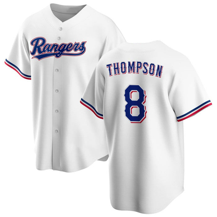 Texas Rangers #8 Bubba Thompson White BFRAILEY Cool Base Stitched Jersey