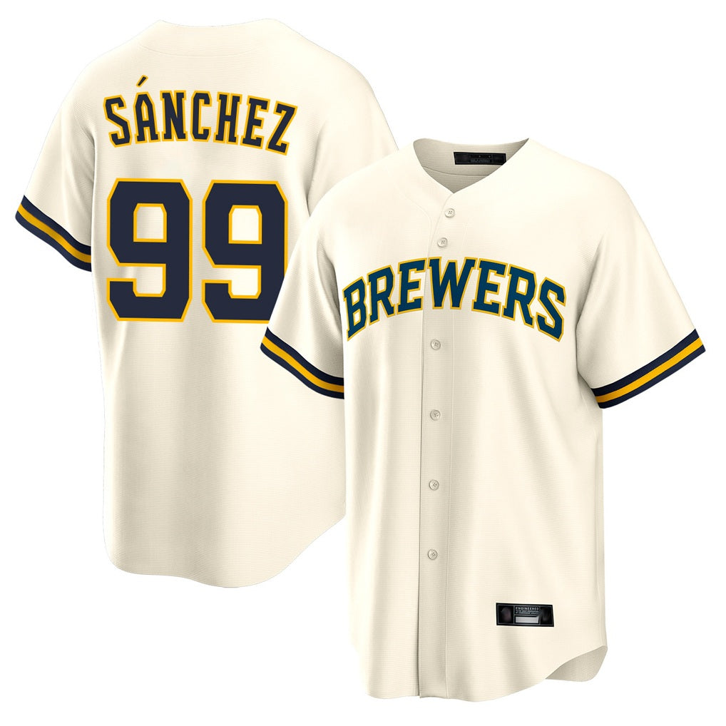 Milwaukee Brewers #99 Gary Sanchez Player Cream BFRAILEY Home Game Stitched Jerseys