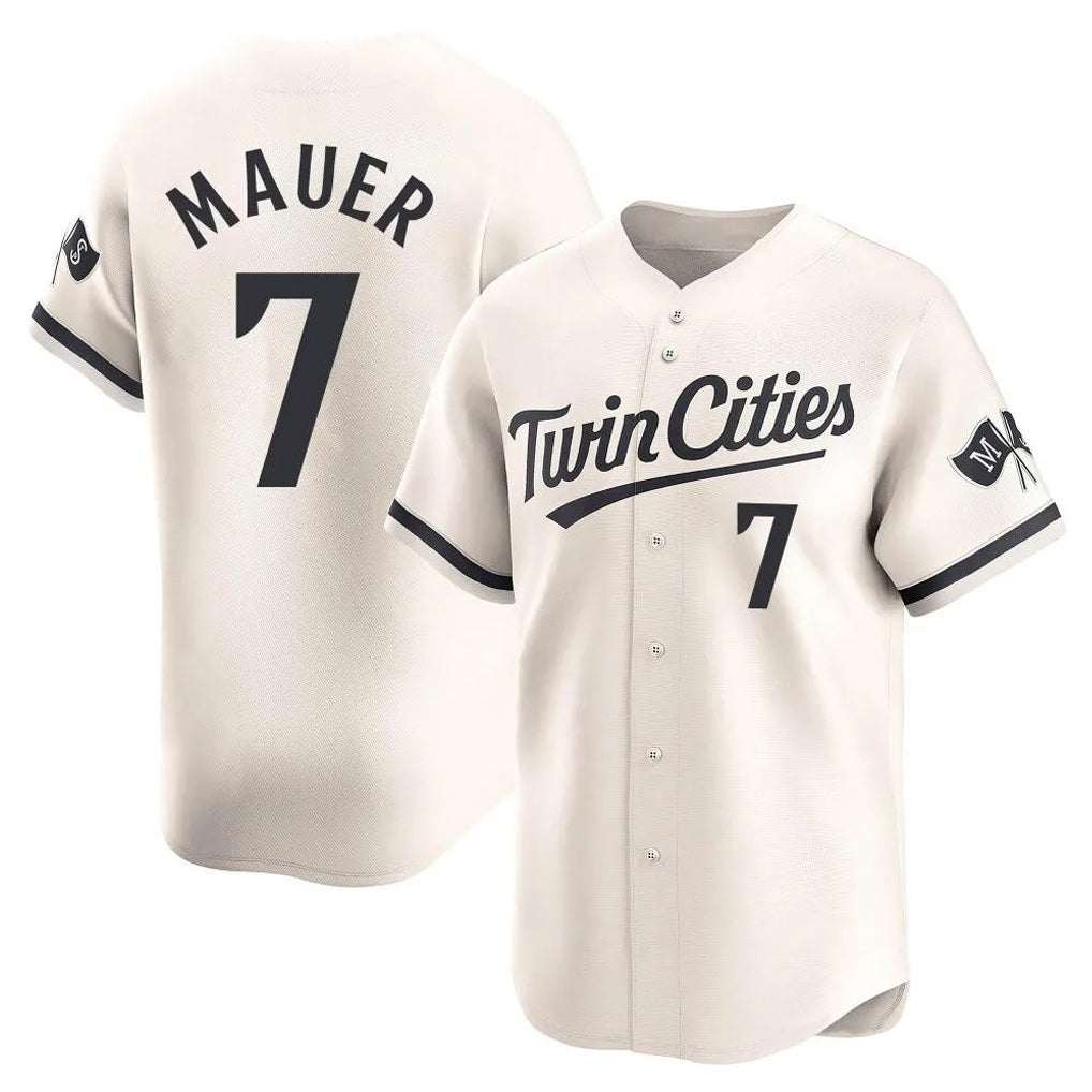 Minnesota Twins #7 Joe Mauer Player Cream BFRAILEYHome Limited Stitched Jerseys