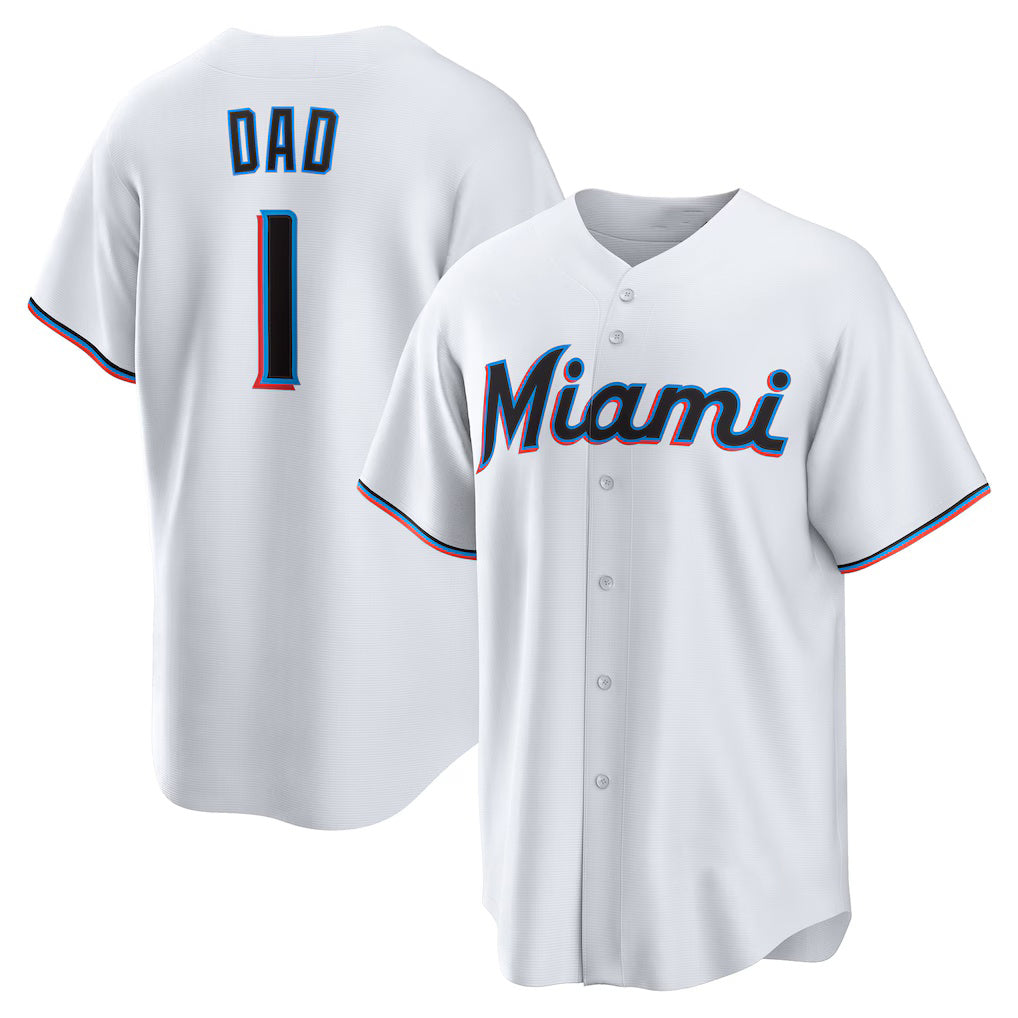 Miami Marlins #1 Dad White BFRAILEY Home Replica Jersey