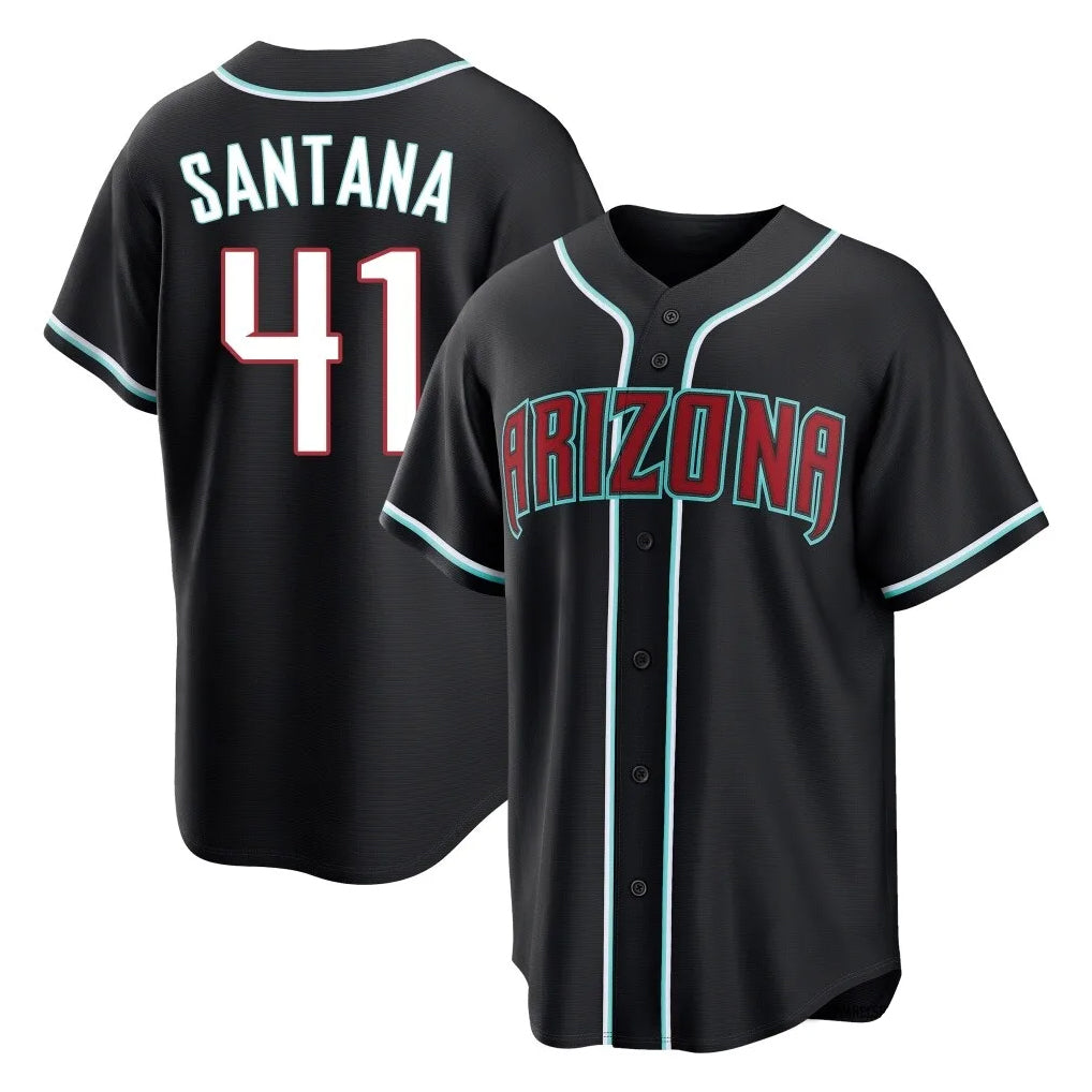 Arizona Diamondbacks #41 Carlos Santana Player Black BFRAILEY Home Game Stitched Jerseys