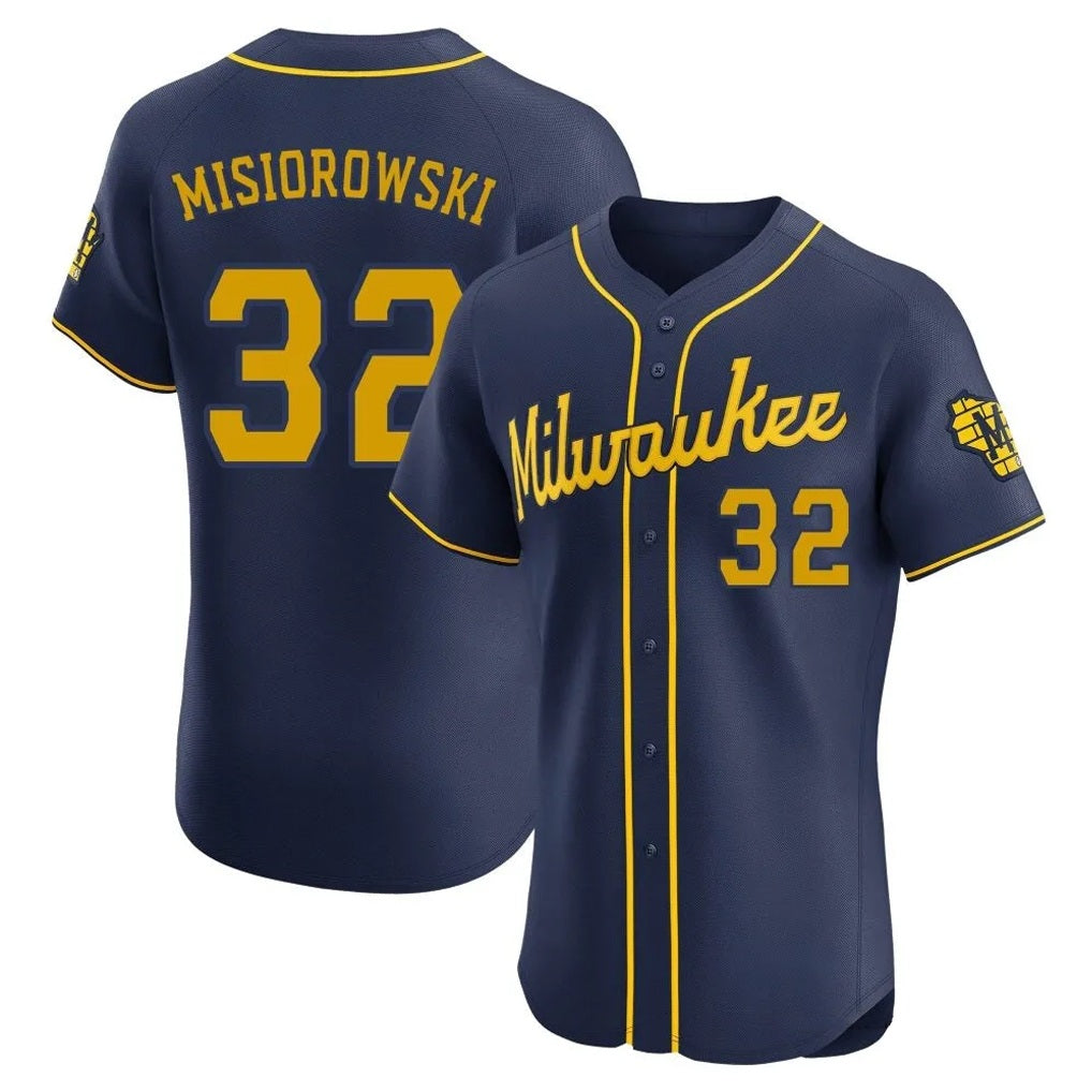 Milwaukee Brewers #32 Jacob Misiorowski Player Navy BFRAILEY Home Limited Elite Stitched Jerseys