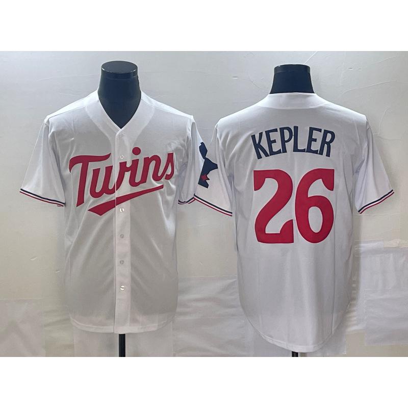 Minnesota Twins #26 Max Kepler White Red BFRAILEY Stitched Cool Base Jersey