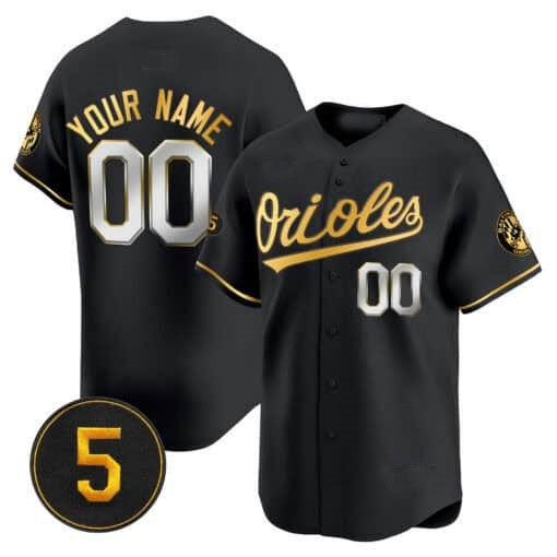 Custom Baltimore Orioles Robinson Patch Vapor Premier Limited Jersey ¨C All Stitched-Black Gold BFRAILEY
