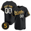 Custom Baltimore Orioles Robinson Patch Vapor Premier Limited Jersey ¨C All Stitched-Black Gold BFRAILEY