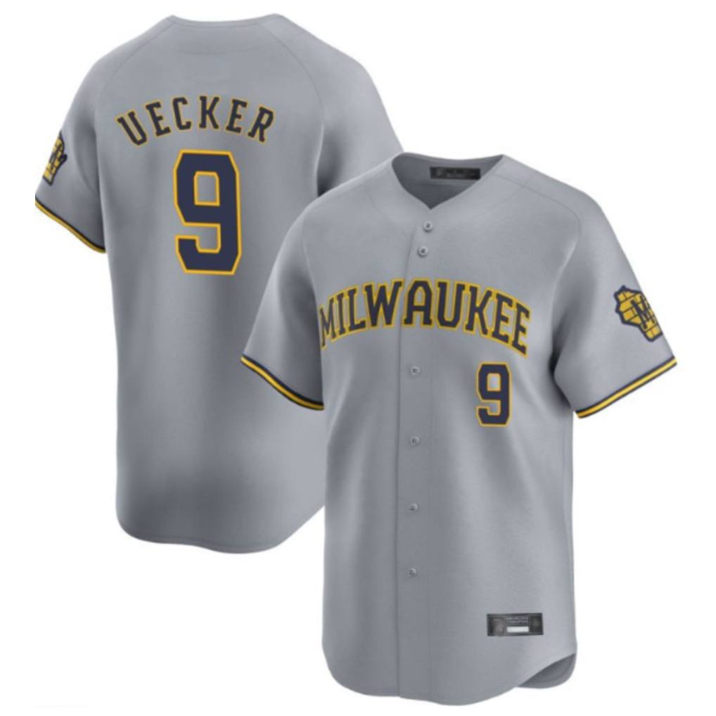 Milwaukee Brewers #9 Bob Uecker Player Gray BFRAILEY Home Limited Stitched Jerseys
