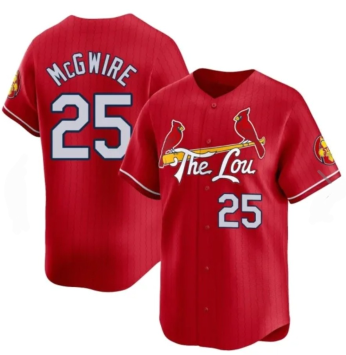 St. Louis Cardinals #25 Mark McGwire Red BFRAILEY City Connect Jersey