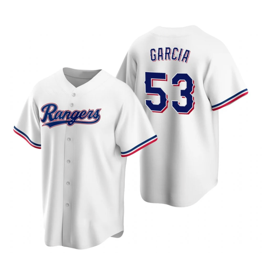 Texas Rangers #53 Adolis Garcia White BFRAILEY Cool Base Stitched Jersey