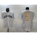 New York Yankees #3 Babe Ruth White BFRAILEY Pinstripe Fashion Cool Base Jersey 2