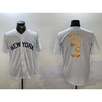 New York Yankees #3 Babe Ruth White BFRAILEY Pinstripe Fashion Cool Base Jersey 2