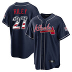 Atlanta Braves #27 Austin Riley Player Navy BFRAILEY USA 250 Fourth Of July Limited Home Game Stitched Jerseys