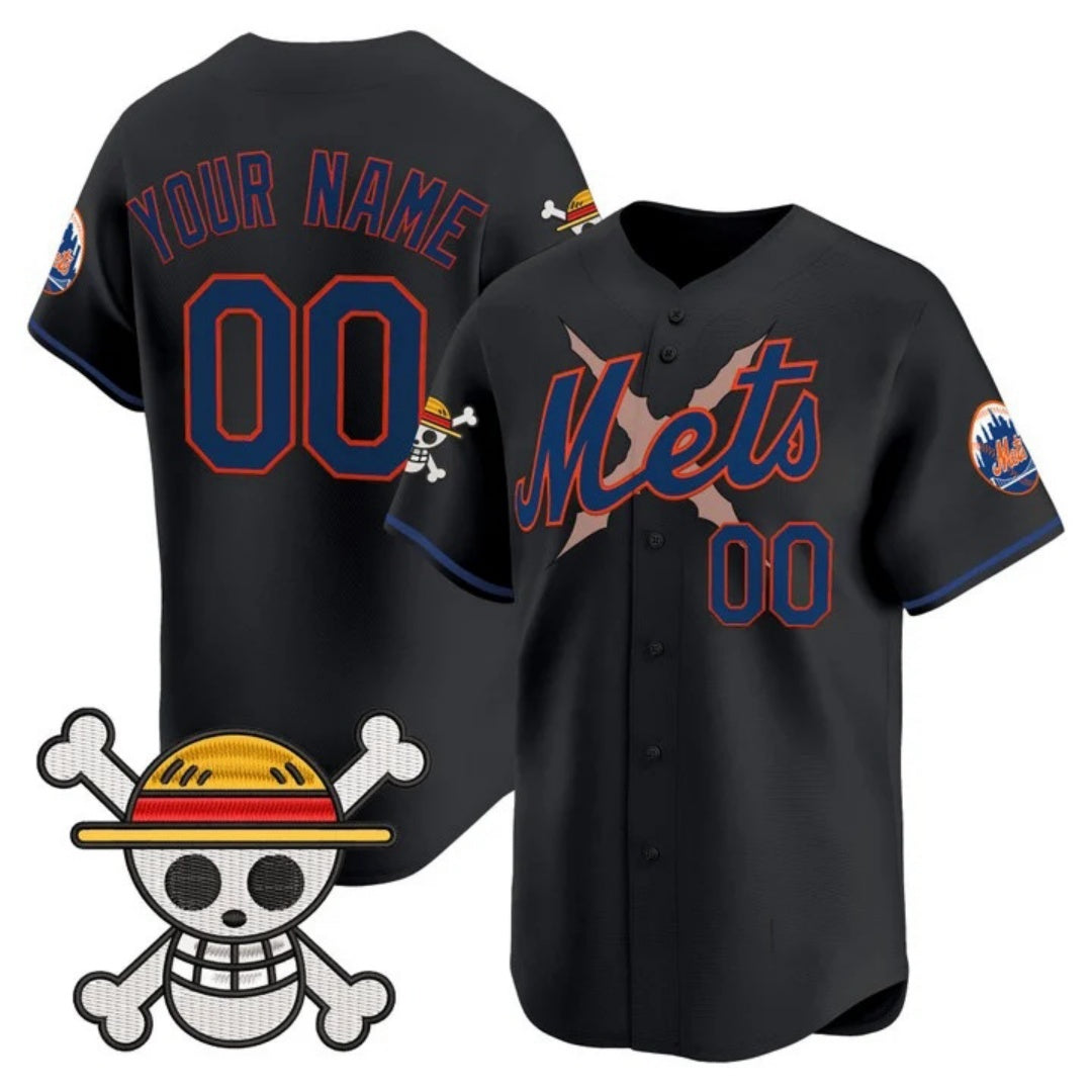 Custom New York Mets x One Piece Black BFRAILEY Vapor Premier Limited Jersey - Stitched
