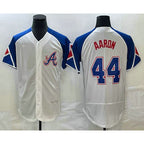 Atlanta Braves #44 Hank Aaron White BFRAILEY 2023 City Connect Flex Base Stitched Jersey
