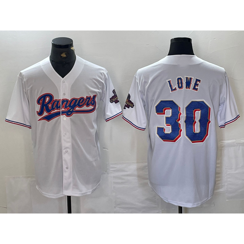 Texas Rangers #30 Nathaniel Lowe White BFRAILEY 2024 Gold Collection Limited Cool Base Jersey