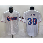 Texas Rangers #30 Nathaniel Lowe White BFRAILEY 2024 Gold Collection Limited Cool Base Jersey