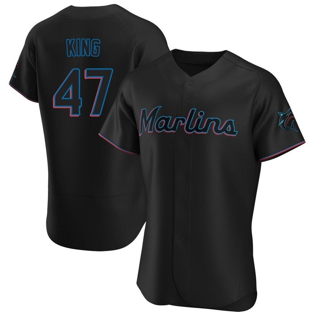 Miami Marlins #47 John King Player Black BFRAILEY Home Limited Elite Stitched Jerseys