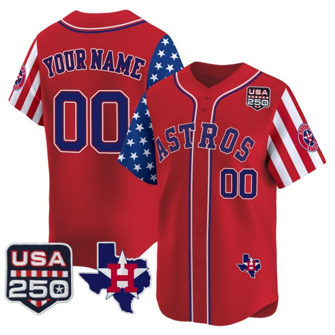 Custom Houston Astros America 250 Edition Vapor Premier Limited Red BFRAILEY Stitched Jerseys