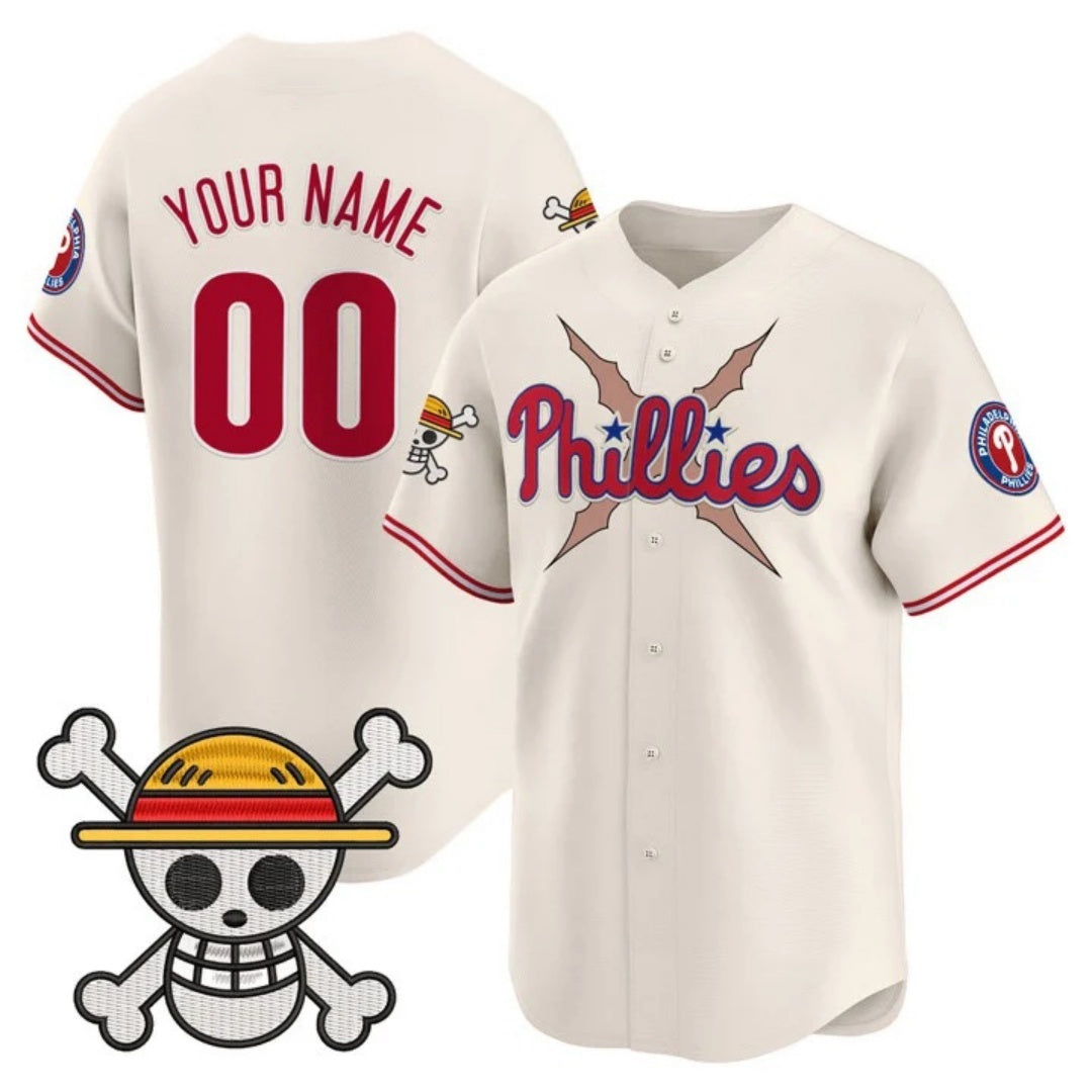 Custom Philadelphia Phillies x One Piece Cream BFRAILEY Vapor Premier Limited Jersey - Stitched