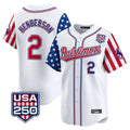 Baltimore Orioles #2 Gunnar Henderson Player White BFRAILEY USA 250 Independence Day Vapor Premier Limited Home Game Stitched Jerseys
