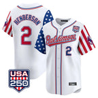 Baltimore Orioles #2 Gunnar Henderson Player White BFRAILEY USA 250 Independence Day Vapor Premier Limited Home Game Stitched Jerseys