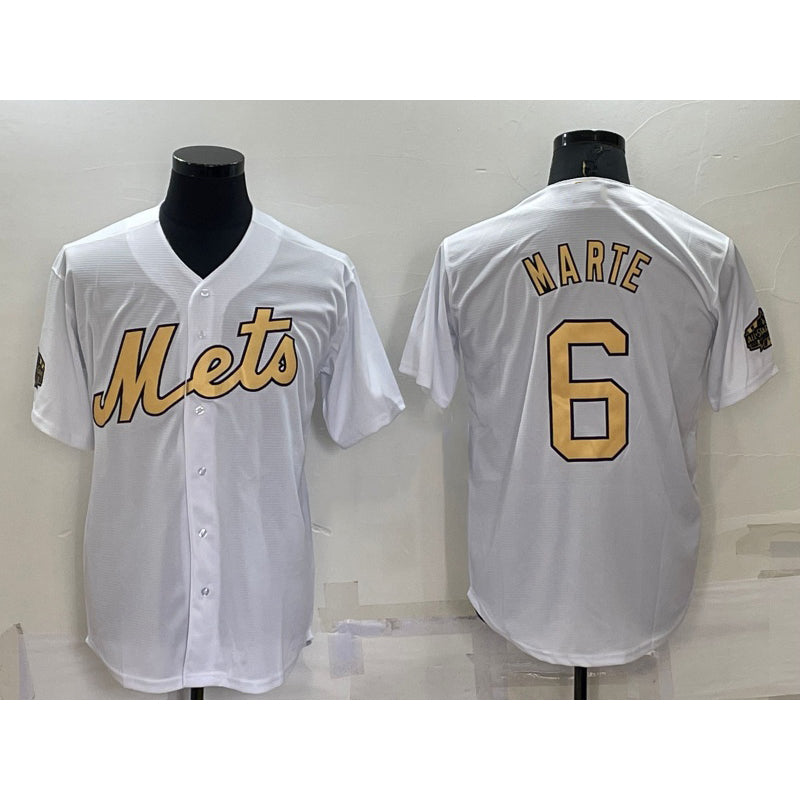 New York Mets #6 Starling Marte White BFRAILEY 2022 All Star Stitched Cool Base Jersey