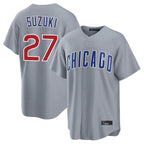Chicago Cubs #27 Seiya Suzuki Player Gray BFRAILEY Home Game Stitched Jerseys