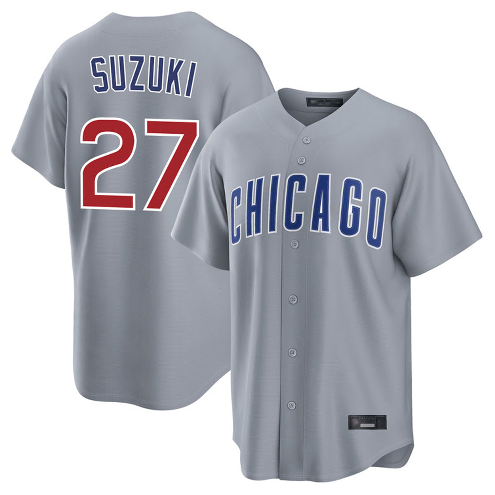 Chicago Cubs #27 Seiya Suzuki Player Gray BFRAILEY Home Game Stitched Jerseys
