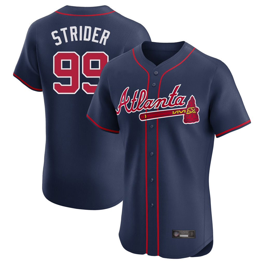 Atlanta Braves #99 Spencer Strider Player Navy BFRAILEY Limited Elite Home Game Stitched Jerseys