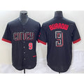 Cincinnati Reds #9 Joe Burrow Number Black BFRAILEY 2023 City Connect Cool Base Stitched Jersey 3