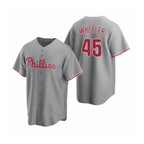 Philadelphia Phillies #45 Zack Wheeler Gray BFRAILEY Road Stitched Jersey