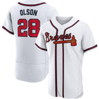 Atlanta Braves #28 Matt Olson White BFRAILEY Flex base Jersey