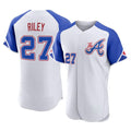 Atlanta Braves #27 Austin Riley Player White BFRAILEY City Connect Limited Elite Home Game Stitched Jerseys