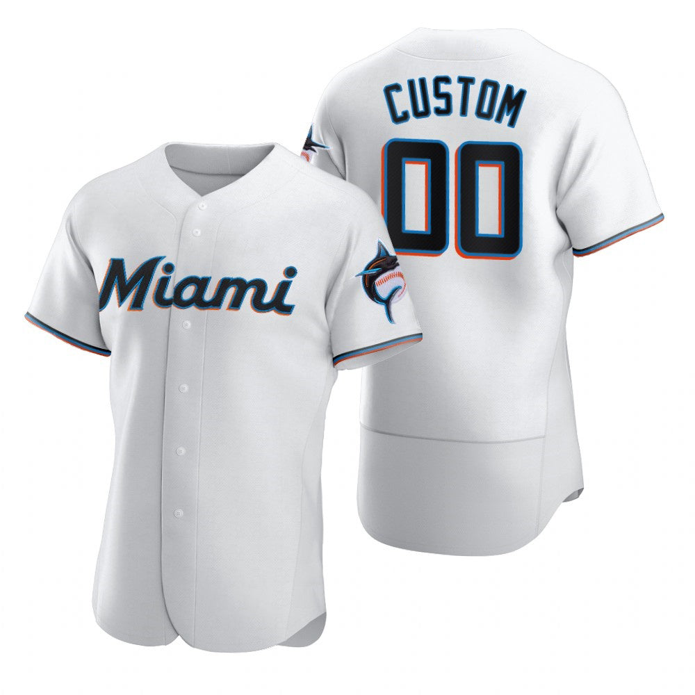 Custom Miami Marlins White BFRAILEY 2020 Stitched Flex Base Jersey