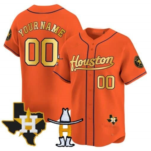 Custom Houston Astros Houston Rodeo Patch Vapor Premier Limited Jersey ¨C Orange BFRAILEY
