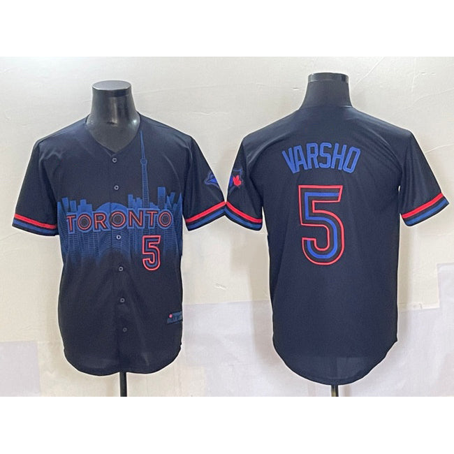 Toronto Blue Jays #5 Daulton Varsho Navy BFRAILEY 2024 City Connect Limited Stitched Jersey