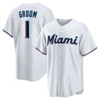 Miami Marlins #1 Groom White BFRAILEY Home Replica Jersey
