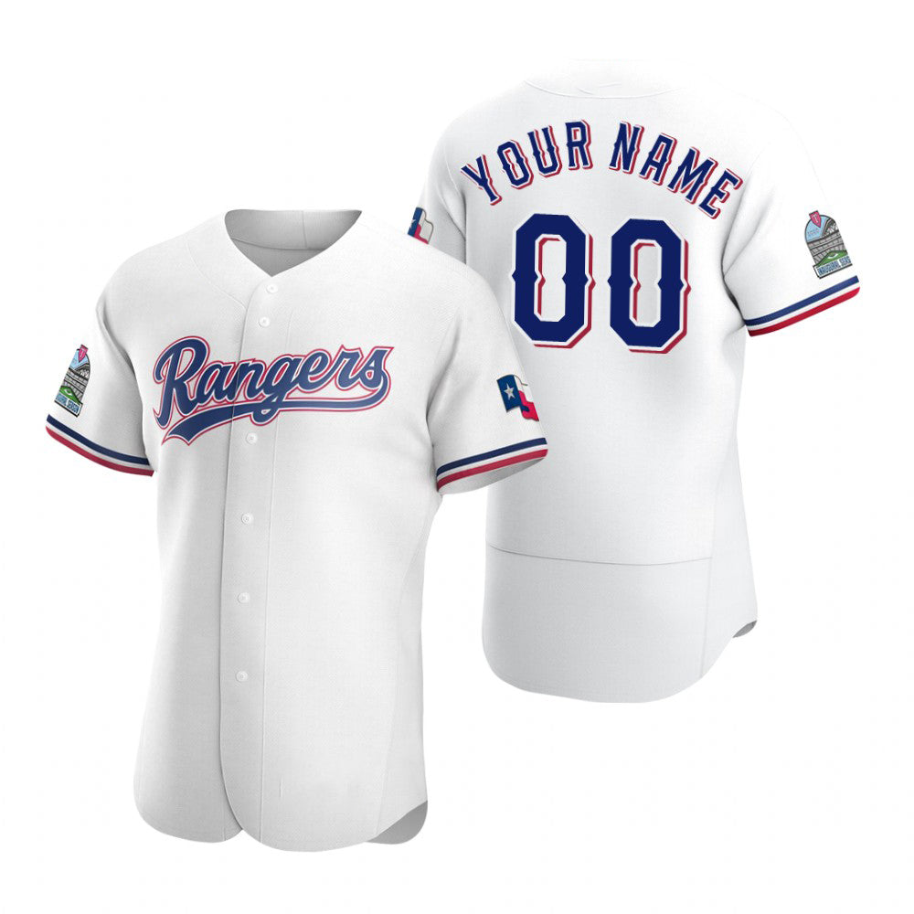 Custom Texas Rangers White BFRAILEY Stitched Flex Base 2020 Home Jersey
