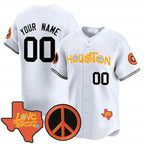Custom Houston Astros Love Street & Peace Sign Patch Vapor Premier Limited Jersey V2 ¨CWhite BFRAILEY