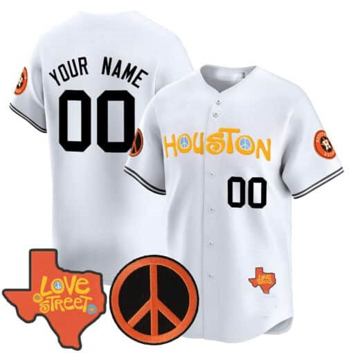 Custom Houston Astros Love Street & Peace Sign Patch Vapor Premier Limited Jersey V2 ¨CWhite BFRAILEY
