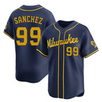 Milwaukee Brewers #99 Gary Sanchez Player Navy BFRAILEY Home Limited Stitched Jerseys