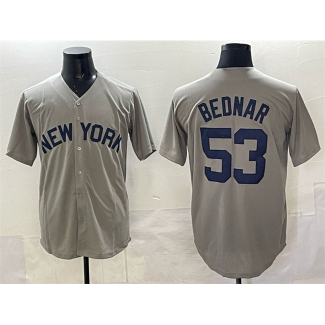 New York Yankees #53 David Bednar Grey BFRAILEY Stitched Jersey