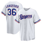 Texas Rangers #36 Wyatt Langford White BFRAILEY Home Replica Jersey
