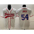 Atlanta Braves #54 Max Fried White BFRAILEY Cool Base With Patch Stitched Jersey 2