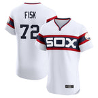 Chicago White Sox #72 Carlton Fisk Player White BFRAILEY T-shirt Limited Elite Home Stitched Jerseys