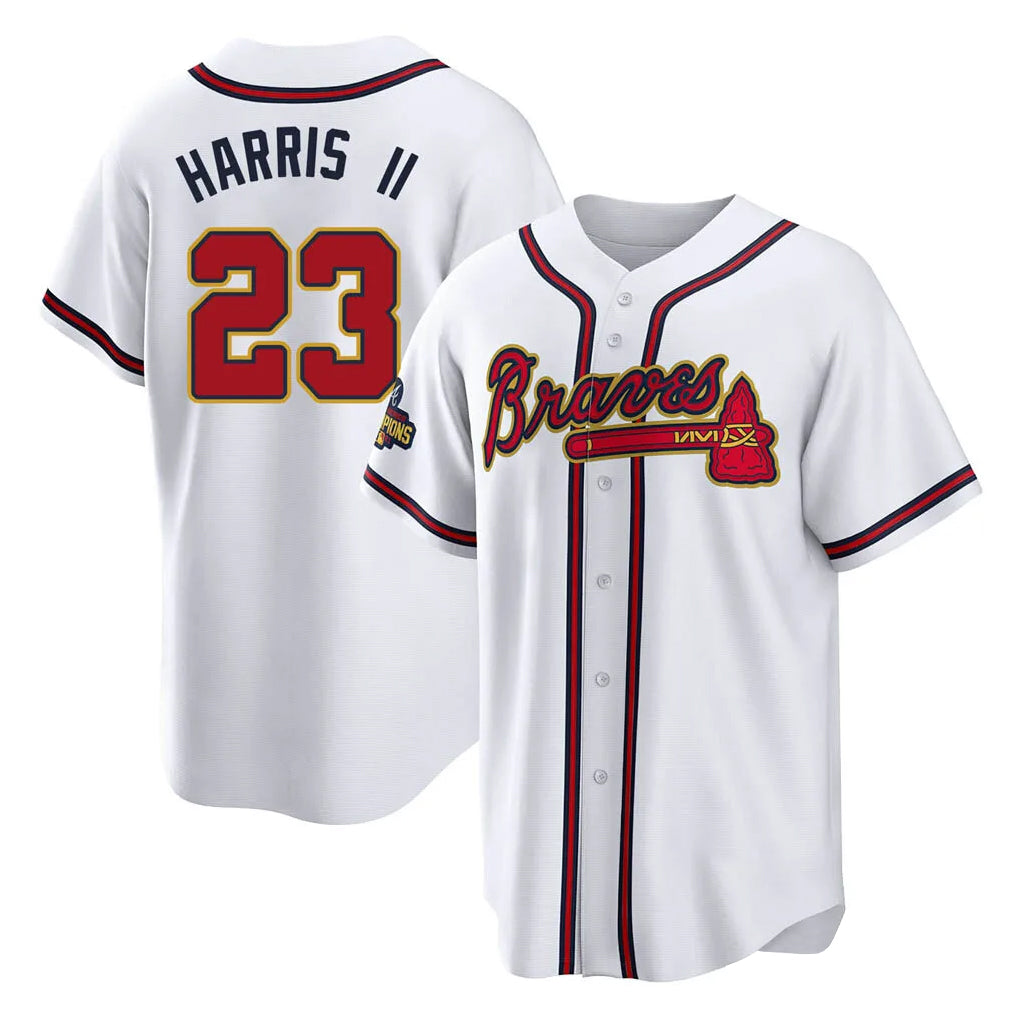 Atlanta Braves #23 Michael Harris II Player White Gold BFRAILEY Home Game Stitched Jerseys