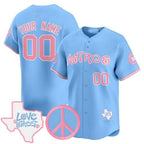 Custom Houston Astros Love Street & Peace Sign Patch Bubblegum Pink Vapor Premier Limited Jersey ¨C All Stitched Blue BFRAILEY