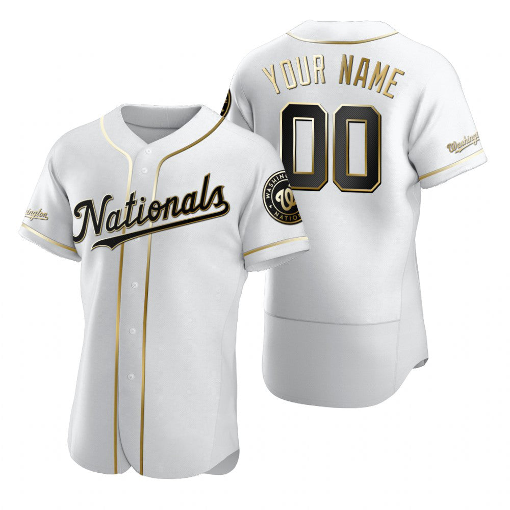 Custom Washington Nationals White BFRAILEY Stitched Flex Base Golden Edition Jersey