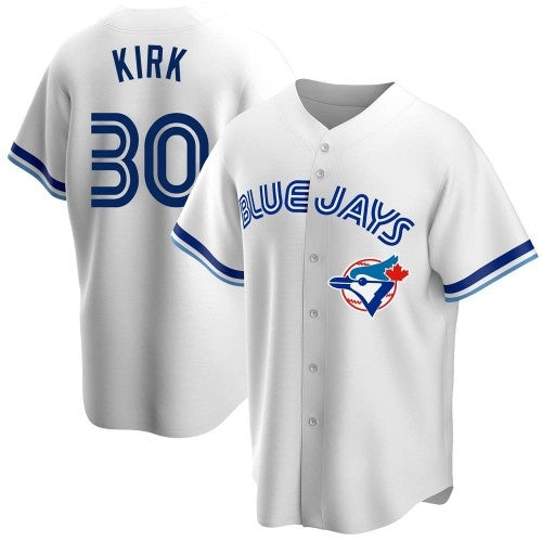 Toronto Blue Jays #30 Alejandro Kirk White BFRAILEY Home Cooperstown Collection Player Jersey 2